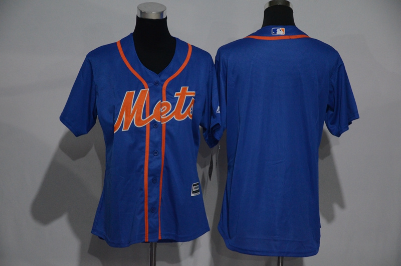 Womens 2017 MLB New York Mets Blank Blue Jerseys->->Women Jersey